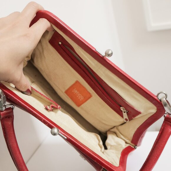 LATICO Red Leather Shoulder Bag Y2K Purse - Picture 9 of 10